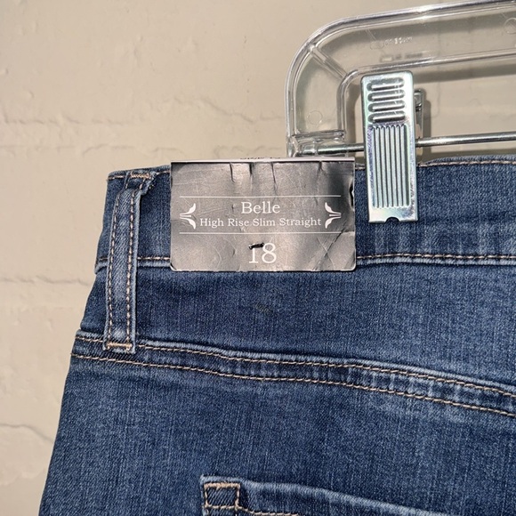 Nanette Lepore jeans High-Rise Slim Straight Blue denim stretch 18 NEW - Picture 6 of 7